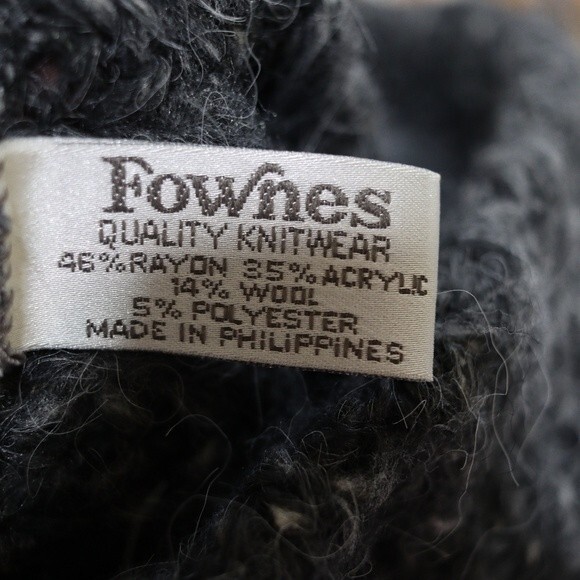 Fownes Gray Ribbed Knit Poncho Blanket Sweater OS - Picture 8 of 8